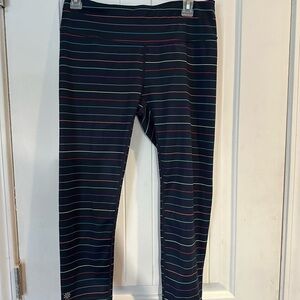 Athleta Women's Black Leggings with Multicolor Stripes